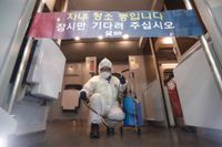 Fall av det nya viruset har bland annat upptäckts i Sydkorea (bilden) där myndigheterna arbetar hårt med att stoppa en eventuell smittspridning. På skylten står det: Vänligen vänta.