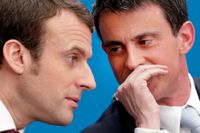 Manuel Valls (till höger) och den dåvarande ekonomiministern Emmanuel Macron vid ett möte 2015. Arkivbild.