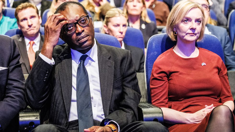 Finansminister Kwasi Kwarteng och premiärminister Liz Truss under Tories konferens i Birmingham.