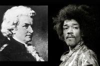 Två improvisationsmusiker: Wolfgang Amadeus Mozart och Jimi Hendrix.