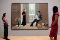 ”Mr and Mrs Clark and Percy” visas på Tate Britains på­gående Hockney­retrospektiv.
