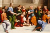 Kristus tvättar apostlarnas fötter.