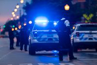 Polisen i Chicago vid skottlossningen vid en begravning i Chicago.