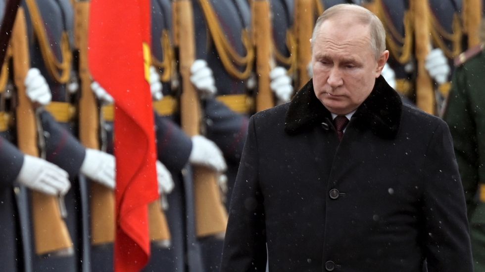 Vladimir Putin under firandet av Fäderneslandförsvararens dag i Ryssland i onsdags. 
