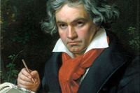 Ludwig van Beethoven (1770–1827), porträtt av Joseph Karl Stieler, 1820 (beskuret).