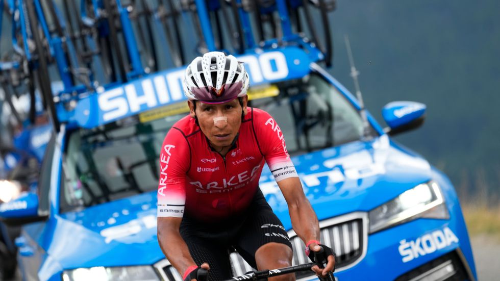 Colombianen Nairo Quintana drar sig ur Spanien runt. Arkivbild.