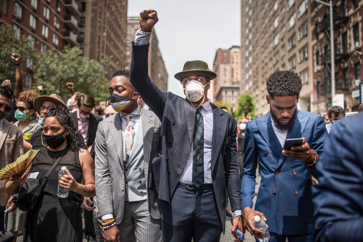 Protest i Harlem mot polisens våld och för svartas rättigheter.