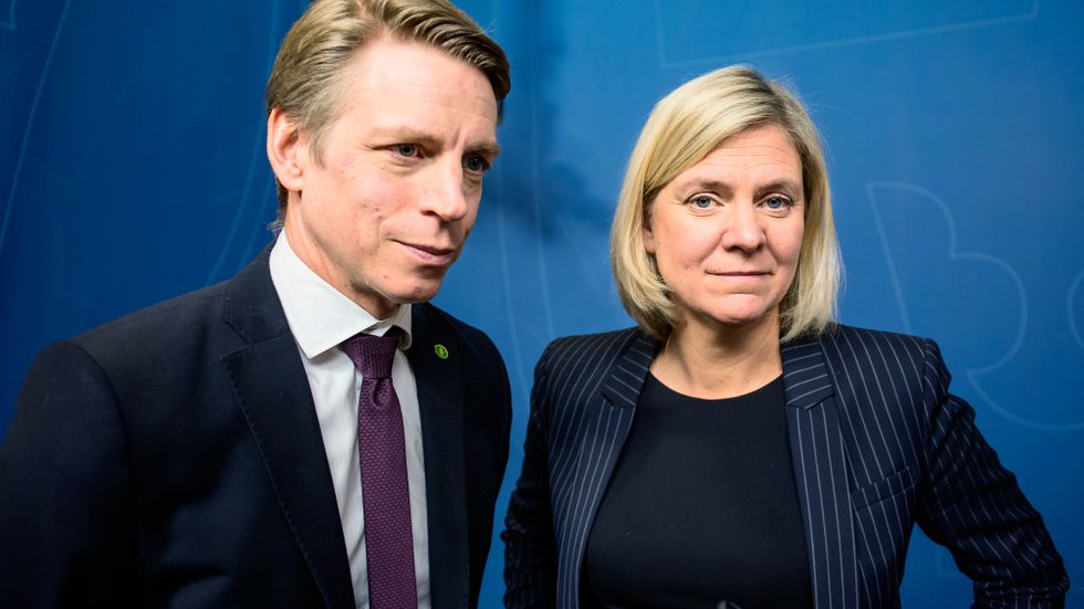 Per Bolund (MP) och Magdalena Andersson (S).