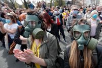 Flera tusen deltog i en miljöprotest i Belgrad i Serbien på lördagen.