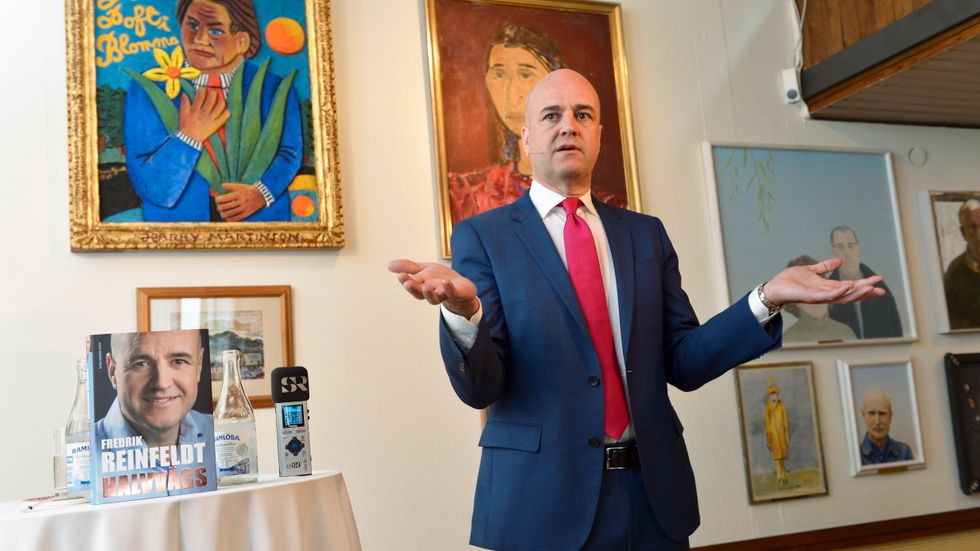 Fredrik Reinfeldt höll på tisdagen pressträff med anledning av att hans bok ”Halvvägs” gavs ut på Albert Bonniers Förlag.