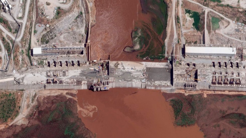 Grand Ethiopian Renaissance Dam på en satellitbild tagen 2020.