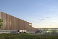 En skiss av hur Northvolts nya fabrik i Heide kan komma att se ut.