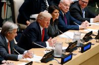 Donald Trump talar under ett FN-möte i New York.