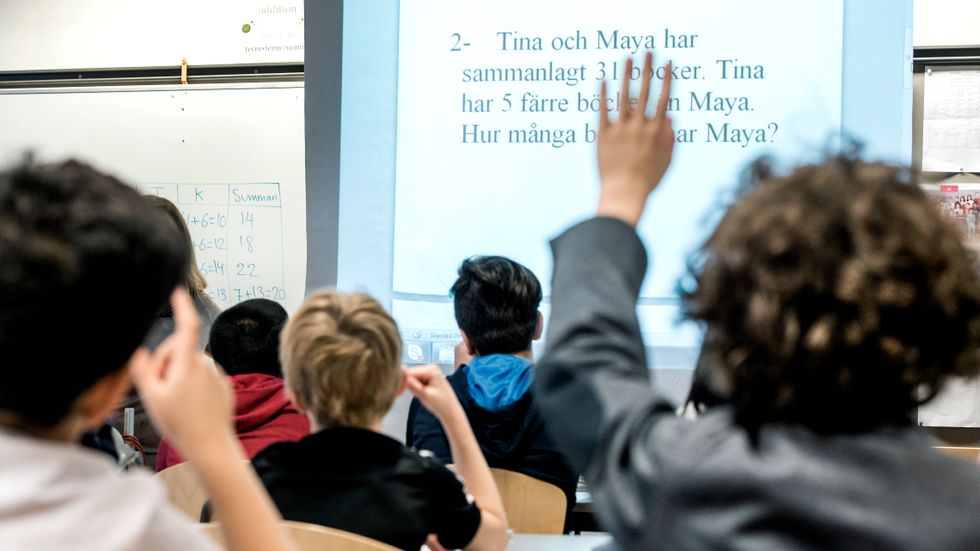 Elever under en matematiklektion på Bredängsskolan i södra Stockholm.