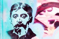 Marcel Proust (1871–1922) som parisisk street art.