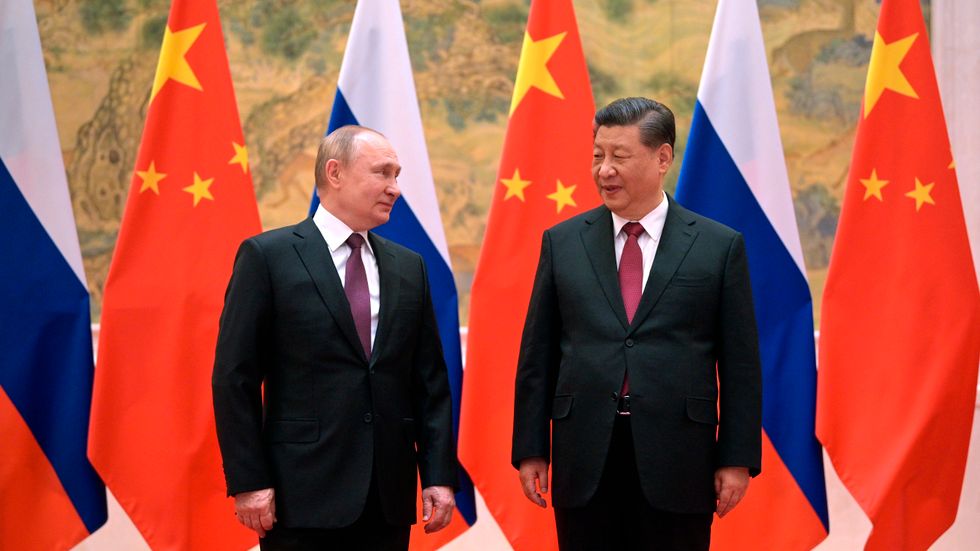 Rysslands president Vladimir Putin i möte med Kinas president Xi Jinping den 4 februari i år.