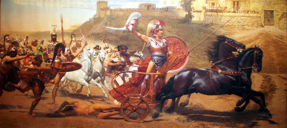 ”Akilles triumf” av Franz von Matsch, en freskomålning från 1892 i kejsarinnan Elisabeth av Österrikes palats Achilleion på Korfu.