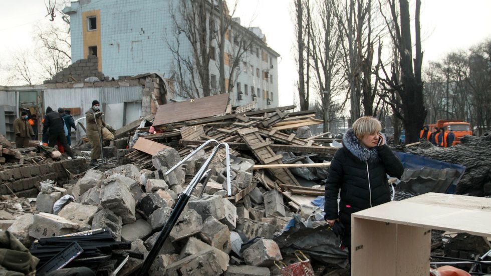 Förödelse i Donetsk (bild från 3/2).