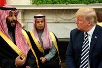 Saudiarabiens kronprins Mohammed bin Salman och Donald Trump under ett besök i Vita huset den 20 mars. 