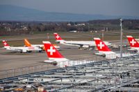 Flygplanen stod stilla på flygplatserna i Schweiz på onsdagsmorgonen. Arkivbild.