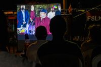 Nicaraguas president Daniel Ortega svärs in för en ny period den 22 januari i år, på en storbildsskärm i en park i huvudstaden Managua. Valet har fått hård kritik för att ha varit odemokratiskt. 