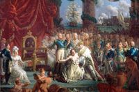 Ludvig XVIII:s återkomst den 24 april 1814. Målning av Louis-Philippe Crépin.