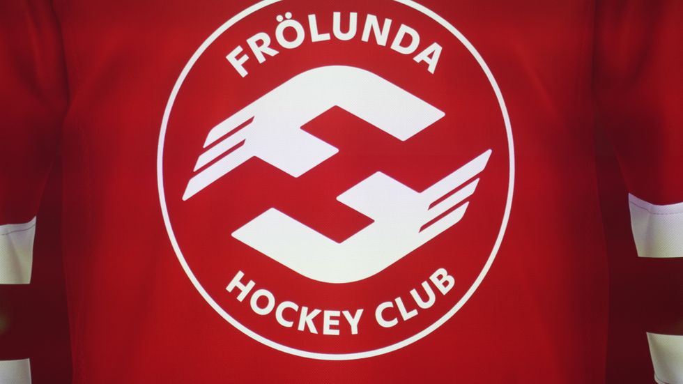 Två hockeyhandskar i form av F omger ett H i Frölundas nya klubbmärke.