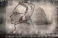 Max Stirner och hans födelsekvarter i Bayreuth. Illustration: Staffan Löwstedt