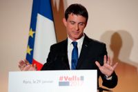 Frankrikes tidigare premiärminister Manuel Valls under ett tal i Paris. Arkivbild.