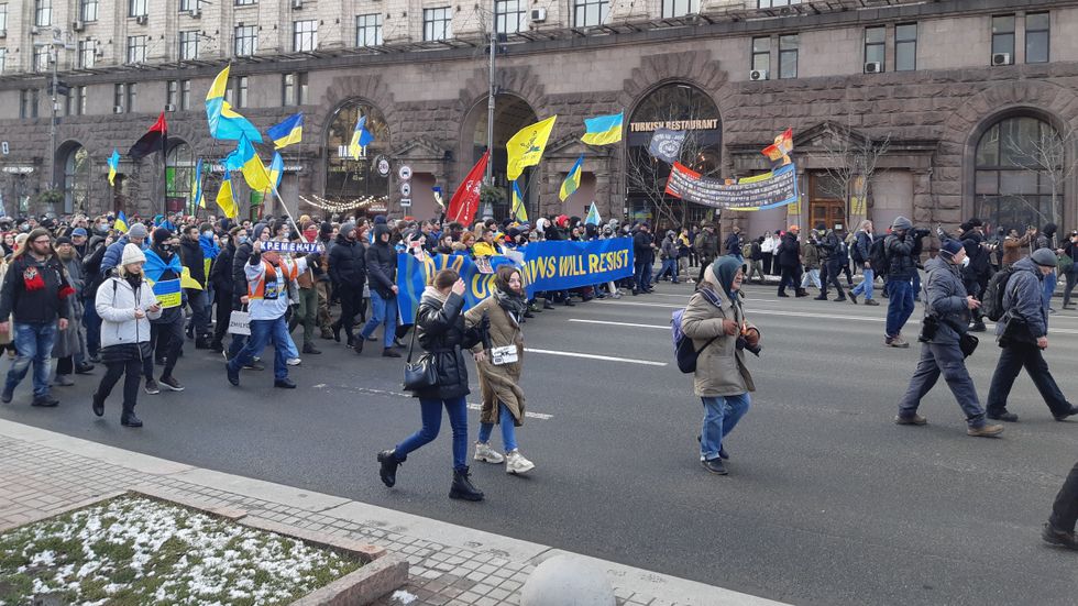Demonstration under lördagen i Kiev.