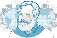George Church, professor vid Harvard och en av världens främsta genetiker. Illustration: Thomas Molén