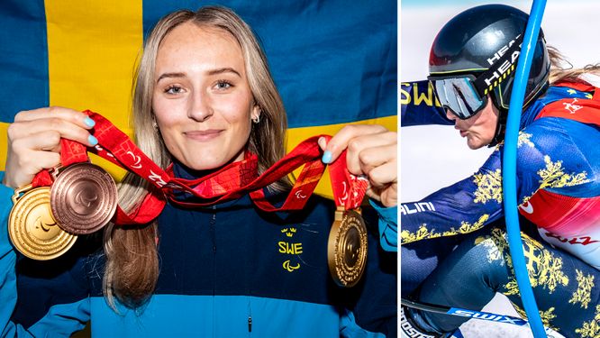 Ebba Årsjö tog två guld och ett brons i alpint i sitt första Paralympics.