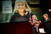 När Karin Thunberg var 65 år tilldelades hon Lukas Bonniers stora journalistpris.
