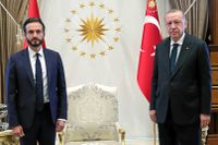 Róbert Ragnar Spanó och Turkiets president Recep Tayyip Erdogan.