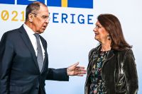 Rysslands utrikesminister Sergej Lavrov och Sveriges dito Ann Linde i Stockholm på torsdagen.