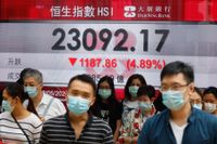 Hongkongbörsen rasar till följd av oron kring Nancy Pelosis eventuella besök i Taiwan. Arkivbild.
