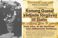 Valentins Silamikelis släpas ombord på det sovjetiska fartyget i Trelleborg. Han skrev sedan en bok om tiden i Sverige och det som väntade efter ankomst till Baltikum: Stalins fruktade Gulagläger.