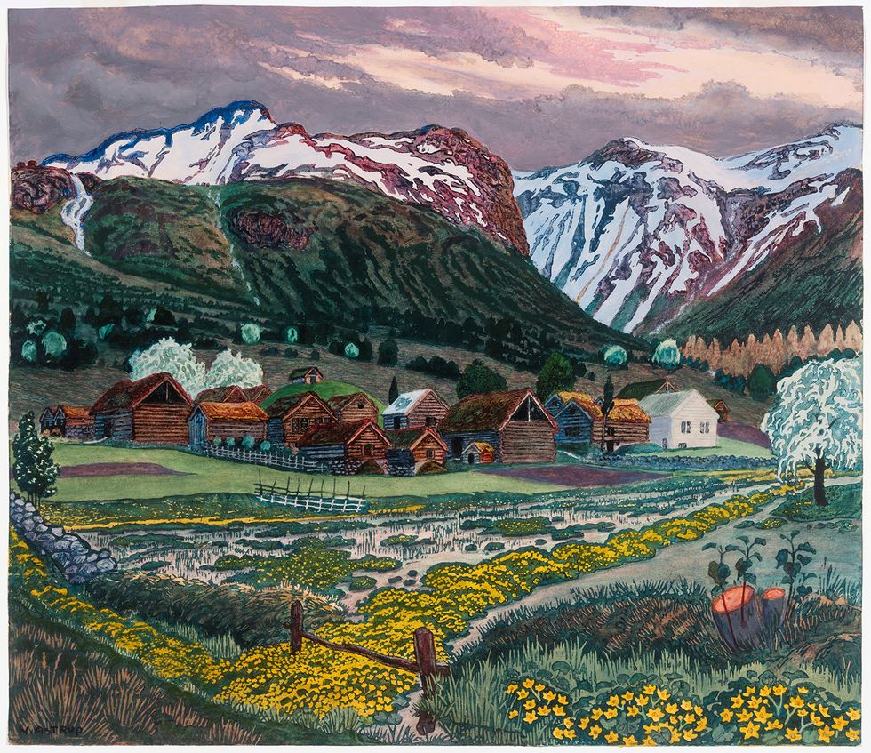 Nikolai Astrup, ”Kabbelekenatt”, ca 1915. Färgträsnitt.