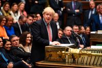 Boris Johnson talar i parlamentet efter sin seger.
