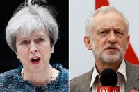 Den brittiska premiärministern Theresa May och Jeremy Corbyn, Labours ledare.