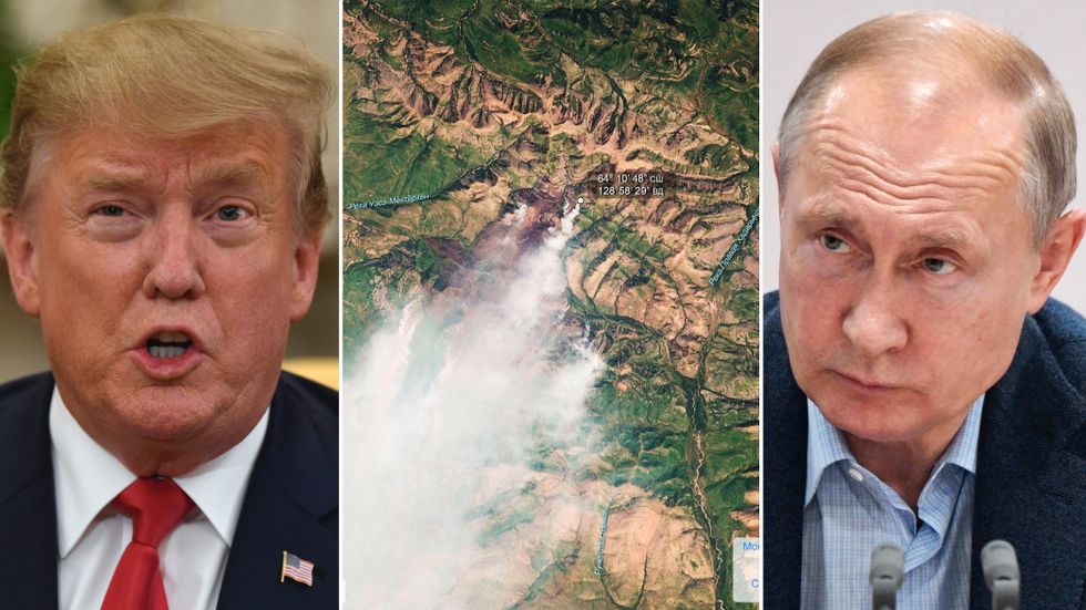 Donald Trump/jättebranden i Sibirien/Vladimir Putin.