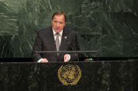 Statsminister Stefan Löfven håller tal i FN:s generalförsamling på onsdagen.