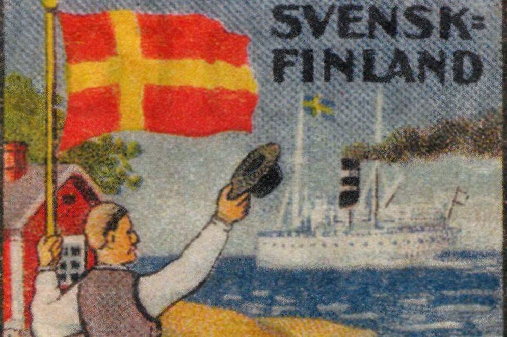 ”Mannen med flaggan” var länge ett återkommande motiv på det finländska Svenska folkpartiets val­affischer. Inför valet 1917 förbjöd Ryssland affischen eftersom motivet  kunde tolkas som att Finland bad Sverige om hjälp.