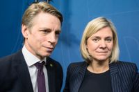Per Bolund, finansmarknads- och konsumentminister, och finansminister Magdalena Andersson. 