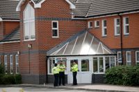 Brittisk polis har spärrat av baptistkyrkan i Amesbury då den tros vara den plats där de två personer misstänks ha fått livshotande skador av nervgiftet Novitjok.
