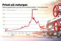 Priset för fossil gas på terminsmarknaden i Amsterdam.