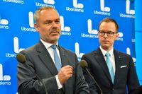 Liberalernas partiledare Jan Björklund och ekonomiske talesperson Mats Persson. 