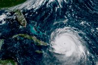 Orkanen Irma klockan 11.15 torsdagen 7 september. Då var den precis norr om Dominikanska republiken i Västindien.