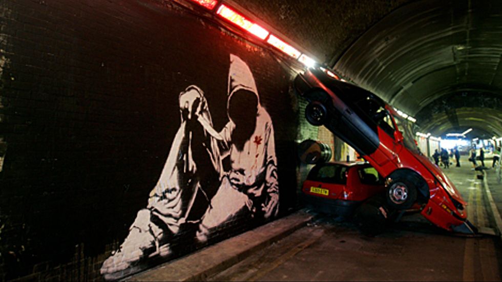 Banksys festival i tunnel under Waterloo Station, London.