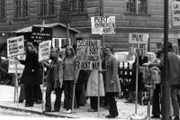 Demonstranter för fri aborträtt i Stockholm 1979.